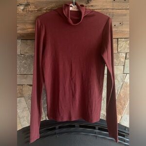 MM Lafleur Rich Burgundy Ribbed Moc Turtleneck